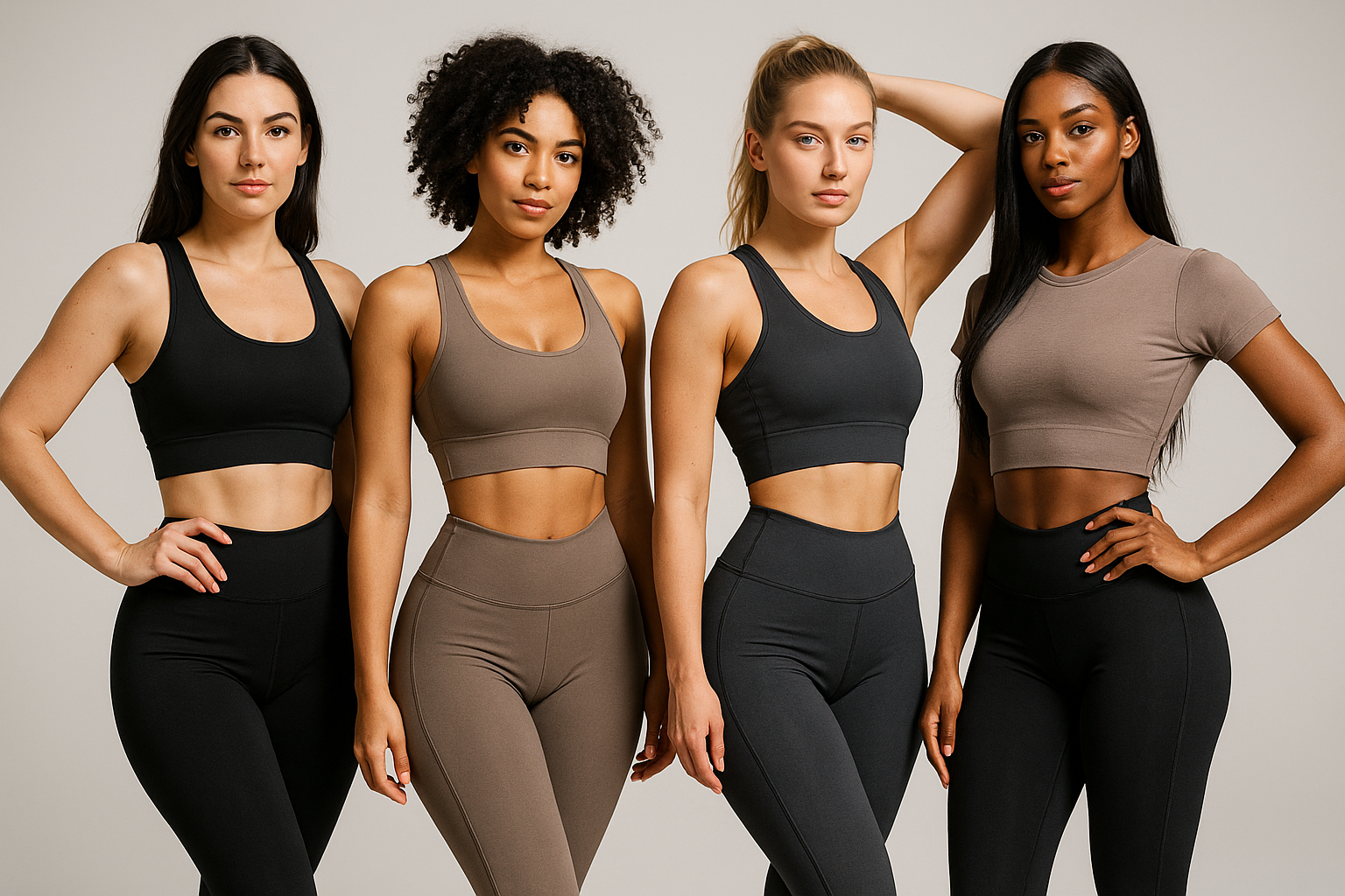 mujeres con ropa deportiva mostrando la cintura reloj de arena